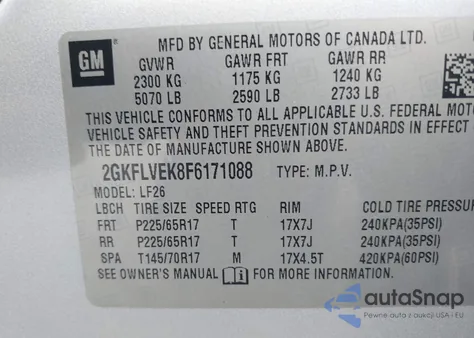 2015 GMC Terrain Sle-1 z USA, uszkodzony, nr VIN 2GKFLVEK8F6171088
